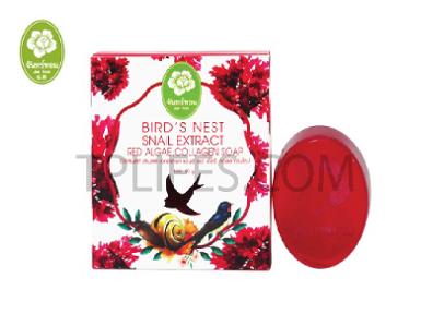 สบู่รังนก เมือกหอยทาก สาหร่ายแดงและคอลลาเจน  Bird’s Nest Snail Extract Red Algae,Collagen Soap